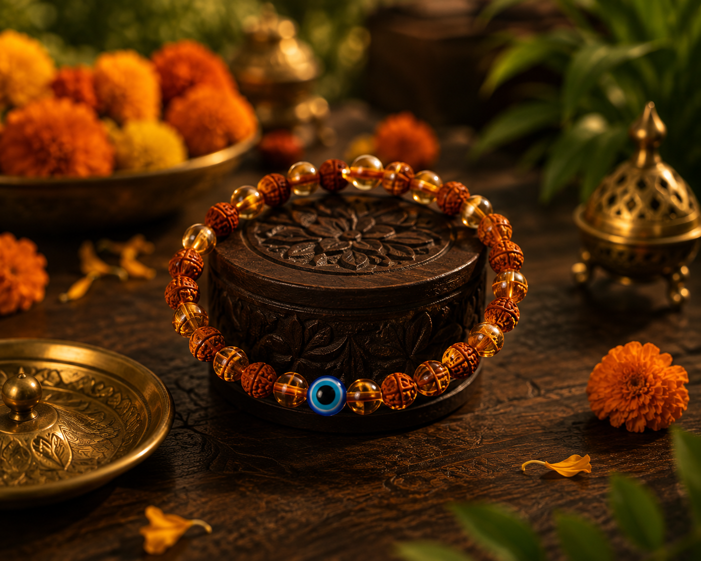 SacredKart Energized Evil Eye Rudraksha Bracelet