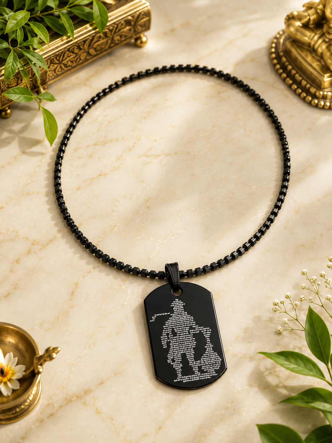 SacredKart Hanuman Chalisa Artfully Engraved Locket Necklace