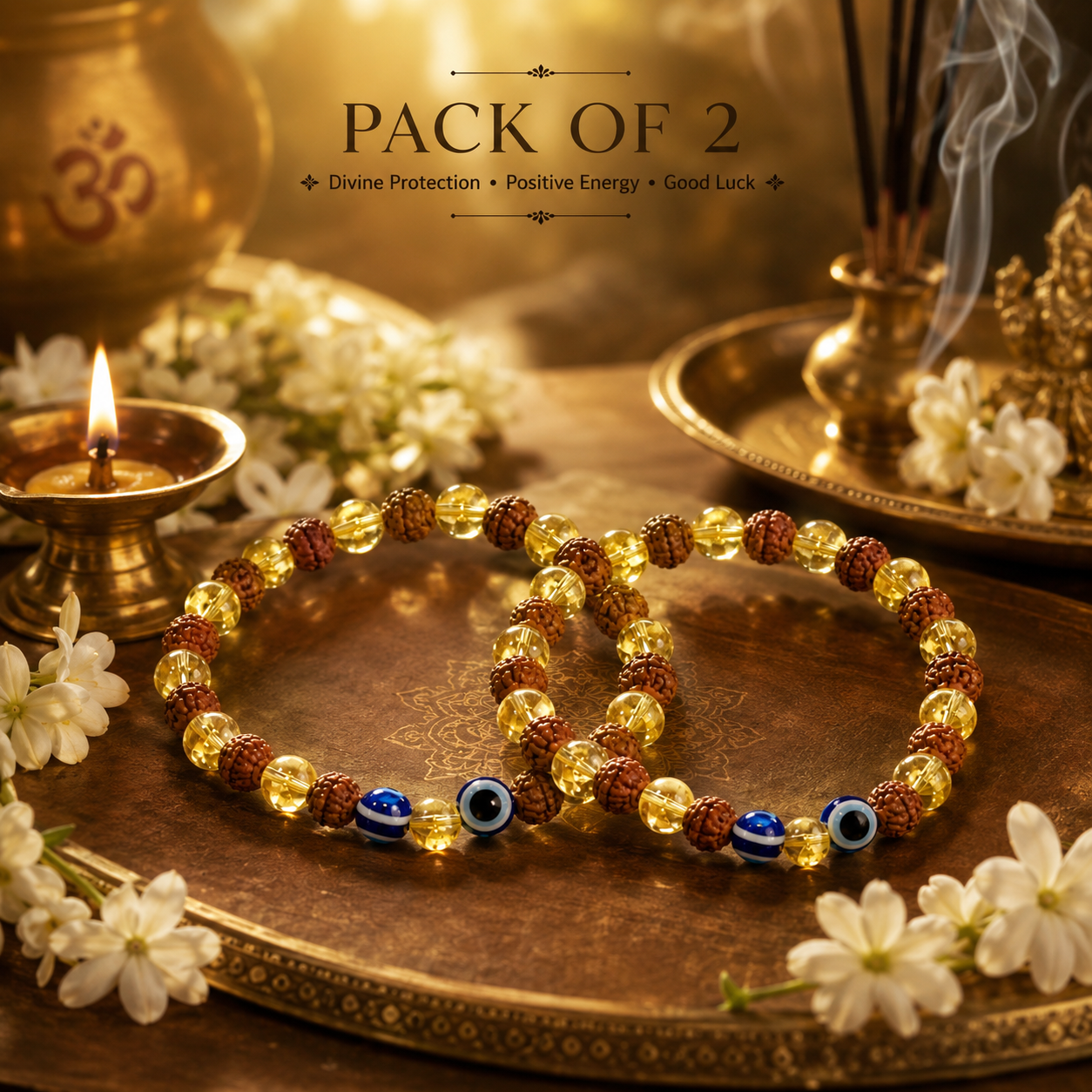 SacredKart™ Shubh Shakti ✨🔱 | Rudraksha Citrine Bracelet Duo