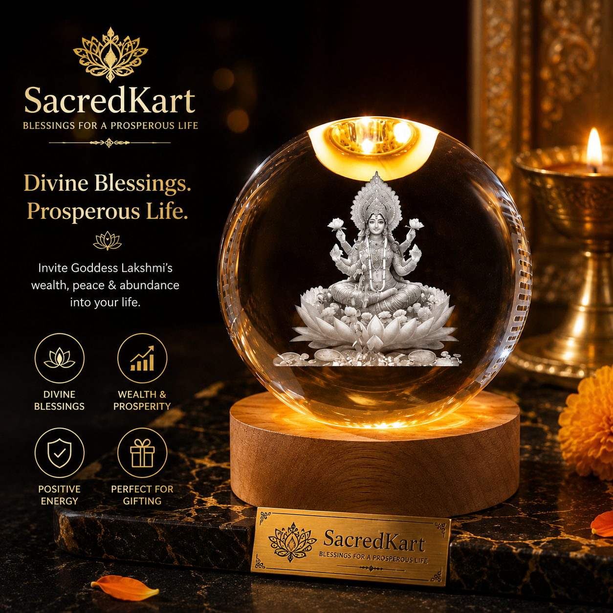 SacredKart ✨ Shri Lakshmi Prosperity Crystal 🌸💰