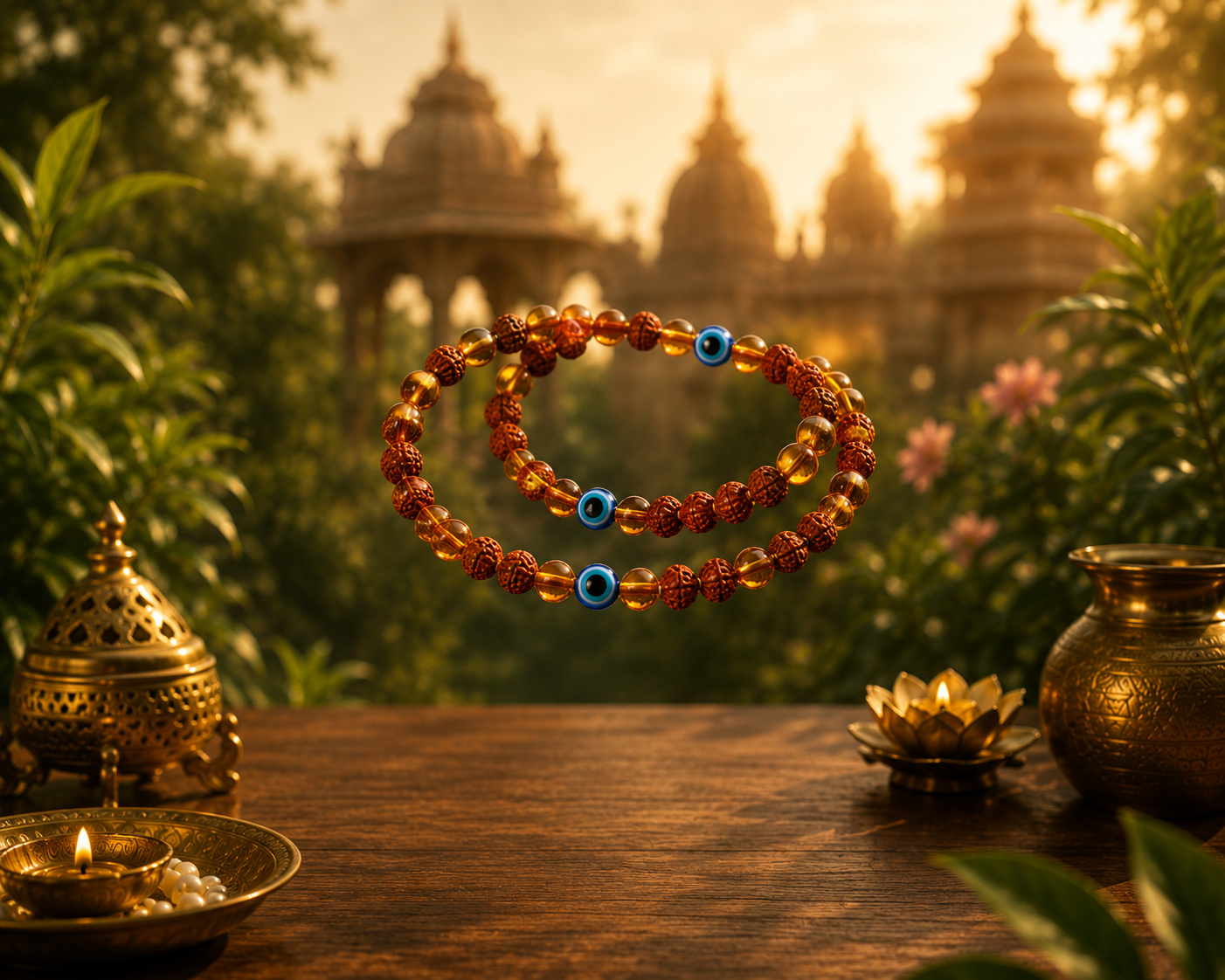 SacredKart Energized Evil Eye Rudraksha Bracelet