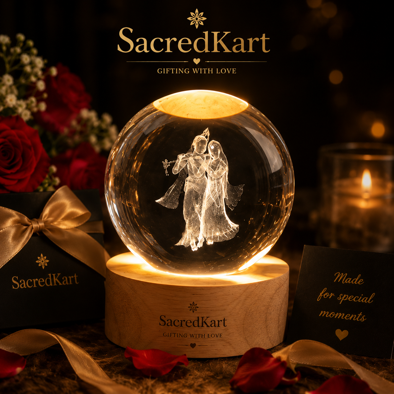 SacredKart Radha Krishna Crystal Light