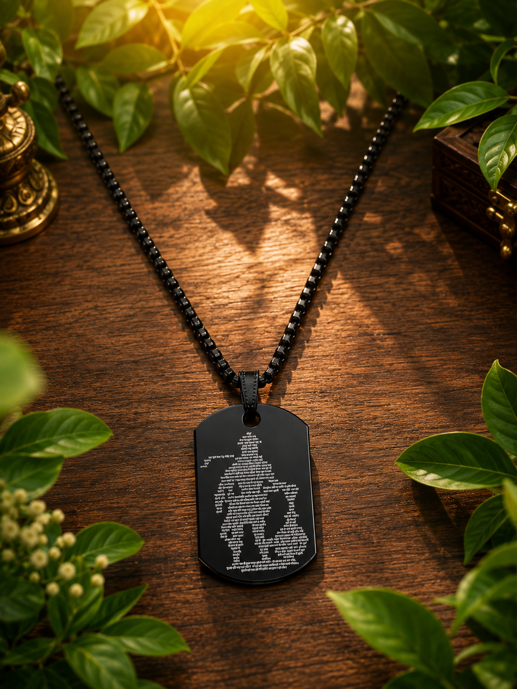 SacredKart Hanuman Chalisa Artfully Engraved Locket Necklace