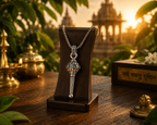 Silver Plated Lord Hanuman Gada Shri Ram word in Hindi Pendant Locket Men